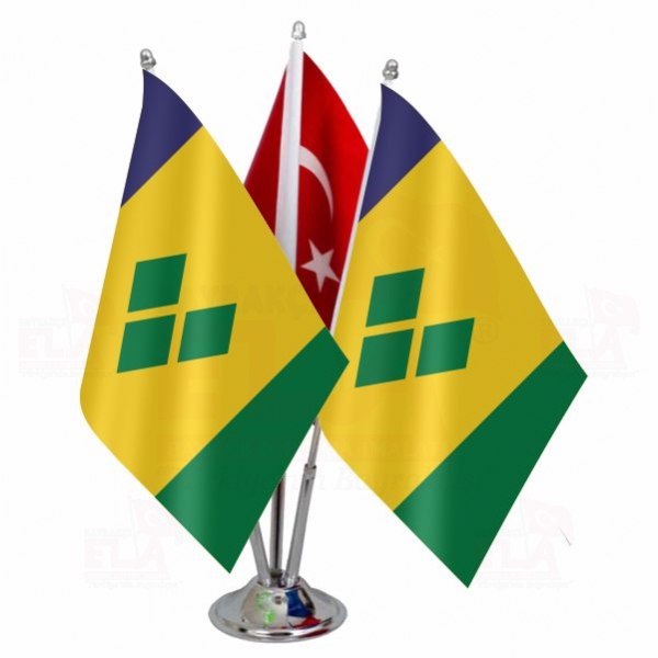 Saint Vincent ve Grenadinler Logolu l Masa Bayra