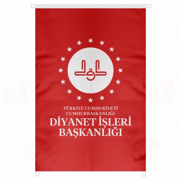 Diyanet leri Bakanl yazl krmz Bina Boyu Bayraklar