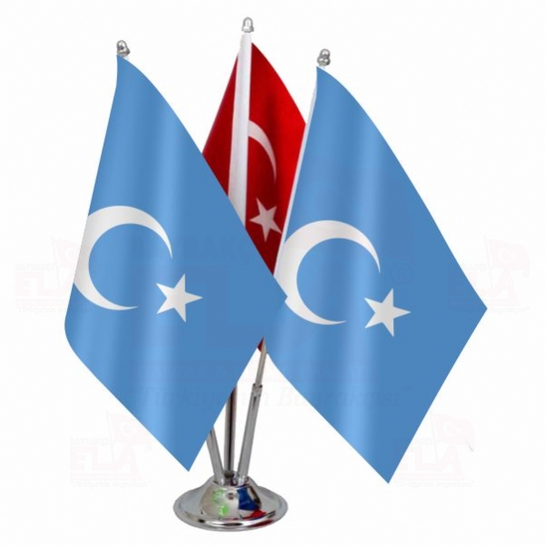Uygur Trkleri Logolu l Masa Bayra